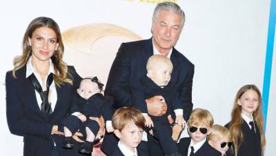 Alec, Hilaria Baldwin All 6 Kids Rock Matching Suits For Family Night Out At Premiere — Photo - hollywoodlife.com - New York