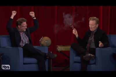 Conan O’Brien smokes weed with Seth Rogen on live TV ahead of finale - nypost.com