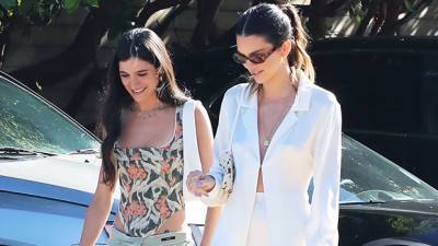 Kendall Jenner Stuns In A Mini Skirt Silky Blazer For Lunch Date With Friend — See Photo - hollywoodlife.com - Los Angeles