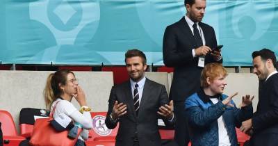 David Beckham spotted watching England vs Germany with Ed Sheeran - www.manchestereveningnews.co.uk - Manchester - Germany
