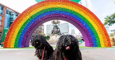 Giant rainbow made from recycled cans appears in Piccadilly Gardens - www.manchestereveningnews.co.uk - Manchester