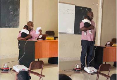 University professor shows solidarity with student mothers by cradling baby during lecture - www.msn.com - Senegal - city Dakar