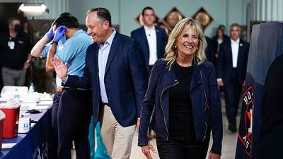 Jill Biden Doug Emhoff Enjoy Beers Together While Greeting Frontline Workers At Astros Game - hollywoodlife.com - Texas - city Baltimore