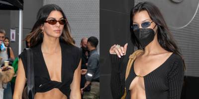Kendall Jenner & Bella Hadid Bare Their Abs Arriving at Jacquemus' Fashion Show in Paris - www.justjared.com - France
