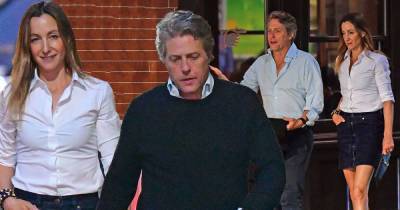 Hugh Grant and Anna Eberstein cut smart figures for a meal in Chelsea - www.msn.com - France - Chelsea