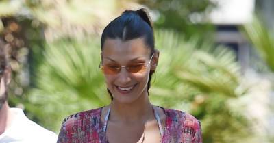 Bella Hadid Steps Out in Pretty Multi-Colored Dress for Lunch in Cannes - www.justjared.com - France