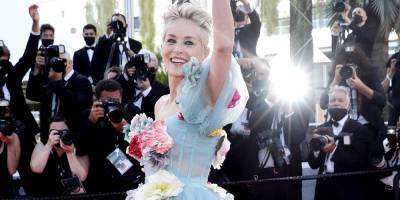 Sharon Stone Channels Cinderella In Puffy Blue Dress at Cannes Film Festival 2021 - www.justjared.com - France - county Stone