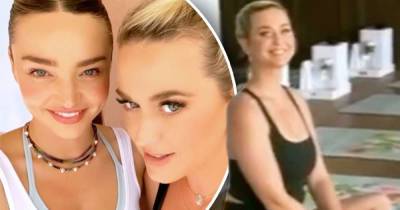 Katy Perry hugs Miranda Kerr after her 'first' yoga session since baby - www.msn.com - county Camp