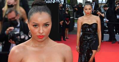 Kat Graham puts on leggy display in custom sequin gown in Cannes - www.msn.com - France