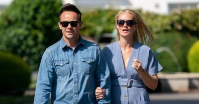 Ant McPartlin couldn't look happier as he walks arm in arm with future wife Anne Marie - www.ok.co.uk