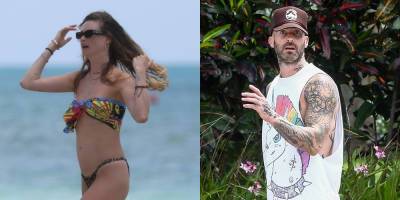 Behati Prinsloo Hits the Beach in a Bikini While Adam Levine Gets in a Workout - www.justjared.com - Miami - Florida