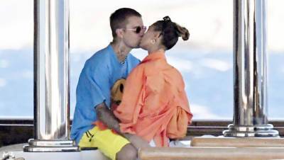 Hailey Baldwin Makes Out With Husband Justin Bieber In A Striped Bikini While In Greece - hollywoodlife.com - Greece - county Baldwin
