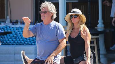 Goldie Hawn, 75, Rocks Sleek Black Swimsuit Kisses Love Kurt Russell, 70, In France - hollywoodlife.com - France