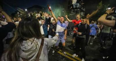 Crazy scenes as jubilant England fans go wild in Manchester city centre after Euro semi-final win - www.manchestereveningnews.co.uk - Manchester - Denmark