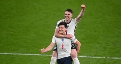 Manchester United's Harry Maguire and Luke Shaw react to England Euro 2020 win - www.manchestereveningnews.co.uk - Italy - Manchester - Denmark