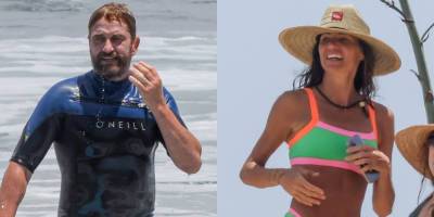 Gerard Butler Goes Surfing During Beach Day with Morgan Brown - New Photos! - www.justjared.com - Malibu