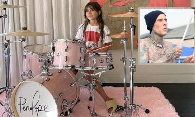 Travis Barker gives Kourtney Kardashian’s daughter Penelope a pink drum set for her birthday - us.hola.com