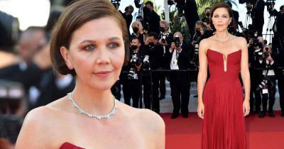 Maggie Gyllenhaal oozes glamour in a strapless red gown at Cannes - www.msn.com