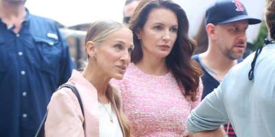 Sarah Jessica Parker & Kristin Davis Coordinate in Pink Outfits For 'And Just Like That' Filming - www.justjared.com - New York