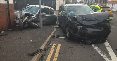 Cars left wrecked after a dramatic crash in north Manchester - www.manchestereveningnews.co.uk - Manchester