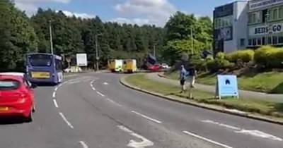 Lorry lands on car in horror road crash in East Kilbride - www.dailyrecord.co.uk