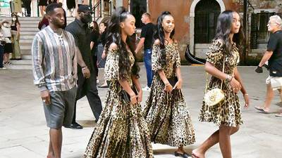 Diddy’s 3 Daughters Rock Matching Leopard Dresses During Family Vacation In Venice — Photo - hollywoodlife.com - Italy - city Venice