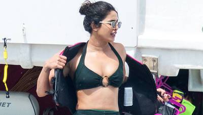 Priyanka Chopra Rocks Mismatched Black Red Bikini While Soaking Up The Sun With Nick Jonas - hollywoodlife.com