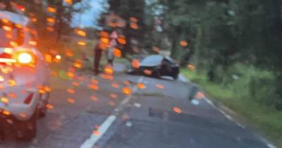Motorist hurt after horror crash leaves damaged car smashed across Scots road - www.dailyrecord.co.uk - Scotland