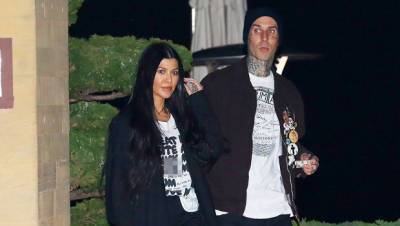 Kourtney Kardashian Covers Her Chest With Only Her Hair As Travis Barker Snaps A Flirty Photo - hollywoodlife.com