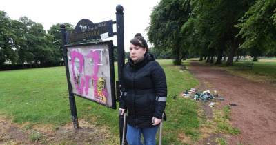 Mum hits out at vandals over 'disgraceful' state of children's playpark in Wishaw - www.dailyrecord.co.uk