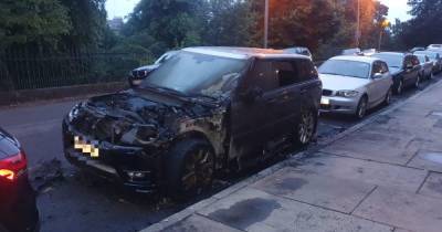 Fireball horror on Glasgow's millionaires' row as plush Range Rover engulfed in flames - www.dailyrecord.co.uk