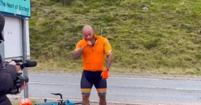 Ashley Cain pictured being sick during gruelling Scots leg of cycle in memory of baby girl - www.dailyrecord.co.uk - Scotland