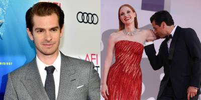 Andrew Garfield Had The Greatest Reaction To Jessica Chastain & Oscar Isaac's Arm Kiss Moment - www.justjared.com