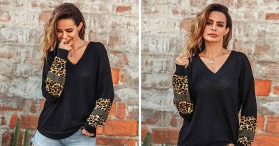 Earn Your Style Stripes for Fall With This Leopard-Accented Sweater - www.usmagazine.com