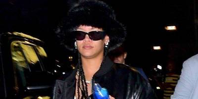 Rihanna Rocks Leather & Faux Fur Hat During Night Out in NYC - www.justjared.com - New York