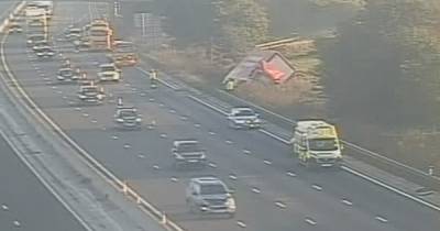 Section of M6 shut with drivers hit by traffic delays after HGV overturns at junction 17 - www.manchestereveningnews.co.uk - city Sandbach