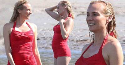 Diane Kruger wows in red bathing suit while filming Out Of The Blue - www.msn.com - state Rhode Island