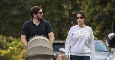Alex Jones and husband Charlie Thompson enjoy sunny stroll with baby daughter Annie - www.ok.co.uk