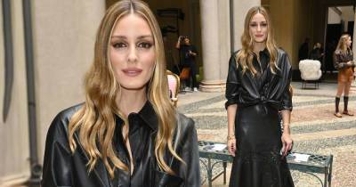 Olivia Palermo dons a black leather knot-front shirt during MFW - www.msn.com - Germany