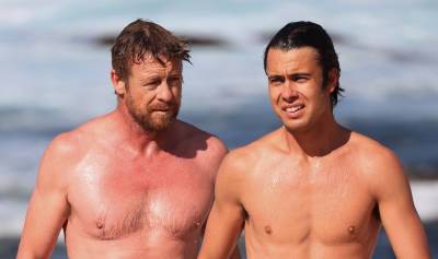 Simon Baker Goes Shirtless During Beach Day with 22-Year-Old Son Claude - See Photos! - www.justjared.com - Australia