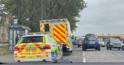 Motorcyclist struck by car on busy Falkirk road as emergency services rush to scene - www.dailyrecord.co.uk