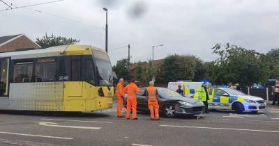 Road in Tameside shut after crash between car and tram - www.manchestereveningnews.co.uk - Manchester - county Lane - county Williamson