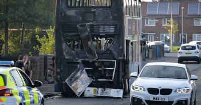 Main road closed as bus bursts into flames - www.manchestereveningnews.co.uk - Manchester - county Lane