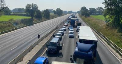 Drivers stuck in long queues on M6 spotted drinking tea and 'playing cricket' - www.manchestereveningnews.co.uk