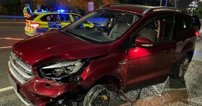 Man arrested for drug driving after crash and driving away on wheel rim - www.manchestereveningnews.co.uk - Manchester