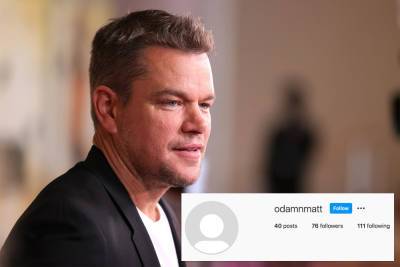 Internet sleuths say they discovered Matt Damon’s ‘secret’ Instagram - nypost.com