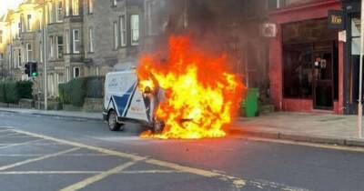 Van bursts into flames on Scots street as emergency services race to scene - dailyrecord.co.uk - Scotland