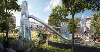 Stunning images of Manchester's huge new playground featuring 18m, see-through slide over River Medlock - manchestereveningnews.co.uk - Manchester