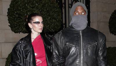 Kanye West - Julia Fox - Paris Fashion Week - Kanye West Wears Bright White Contact Lenses With Red Leather Clad Julia Fox At PFW — Photos - hollywoodlife.com