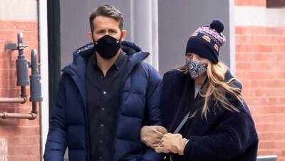 Ryan Reynolds - Jimmy Fallon - Blake Lively - Will Ferrell - Red Notice - Ryan Reynolds Blake Lively Link Arms Twin In Matching Navy Coats While Out In NYC - hollywoodlife.com - New York